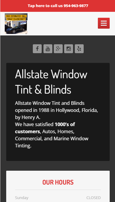 Allstate Window Tint & Blinds — original mobile site