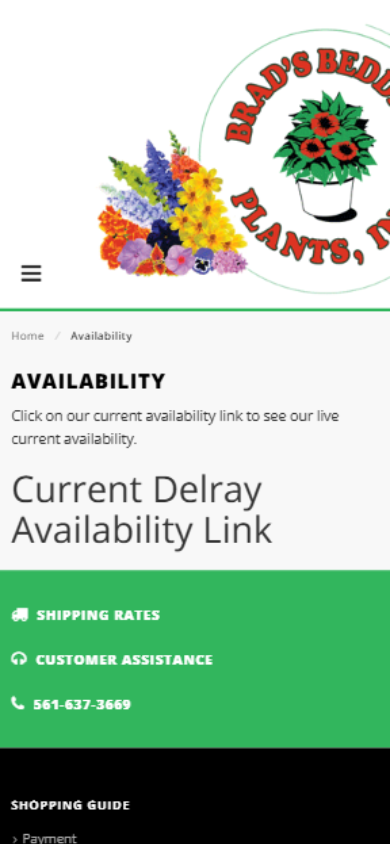 Brad's Bedding Plants — original mobile site