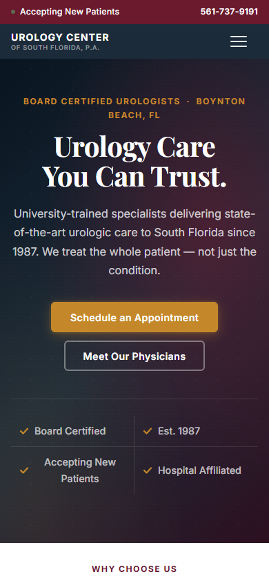 Urology Center — in-progress redesign