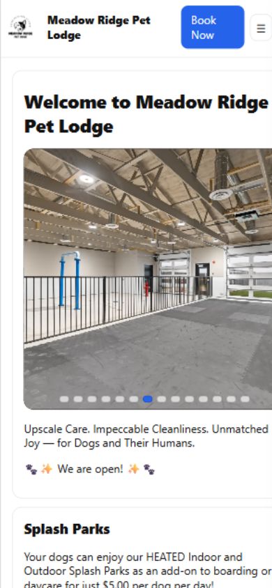 Meadow Ridge Pet Lodge — original mobile site