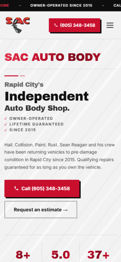 SAC Auto Body &mdash; new launch mobile site