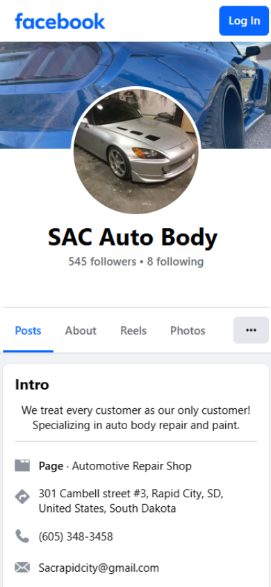 SAC Auto Body &mdash; prior web presence (no website)
